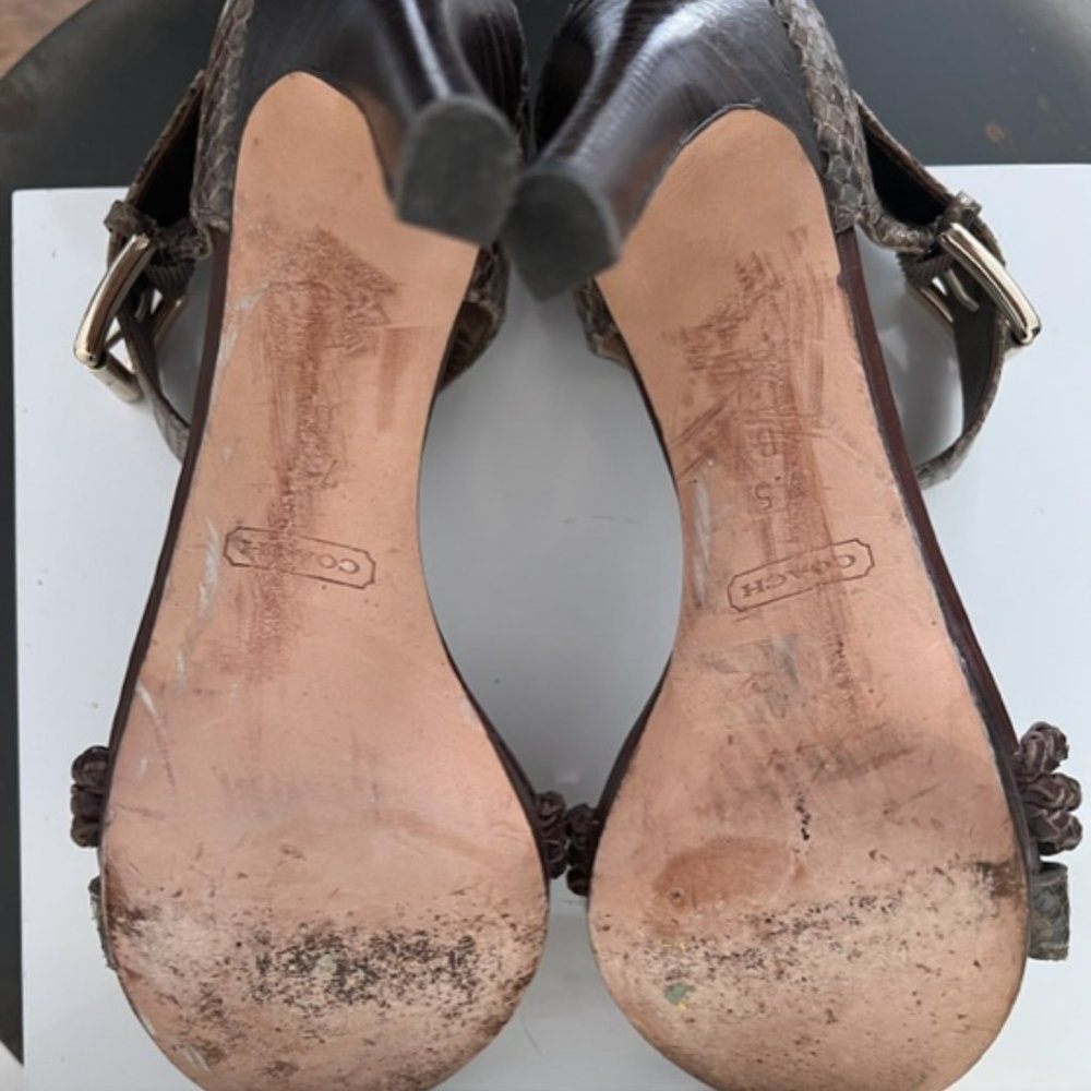 Coach Size 7.5 Python Vegan Leather Color Olive C… - image 4